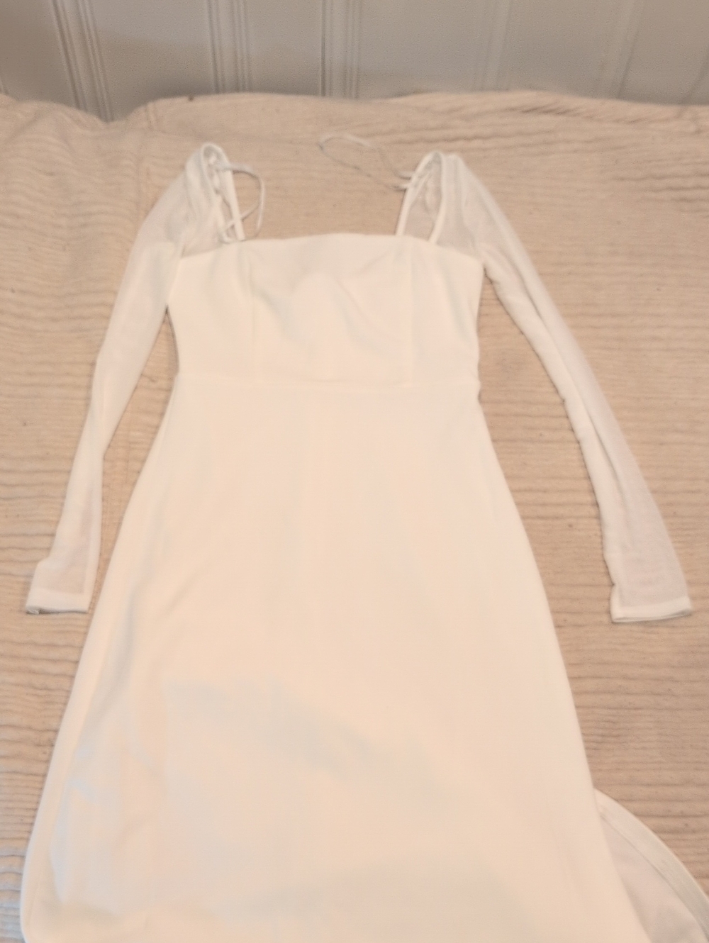 Lovingly Yours White Mesh Long Sleeve Maxi Dress